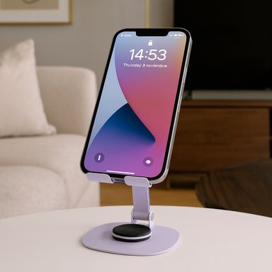 Soporte para celular life is for fun acero inoxidable morado -  Miniso