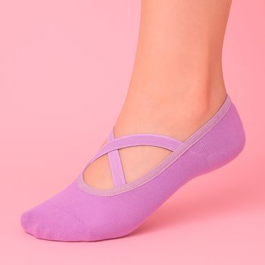 Medias para yoga 69% algodón, 19% poliéster, 9% poliamida, 3% elastano morados talla 23 - 25 -  Miniso