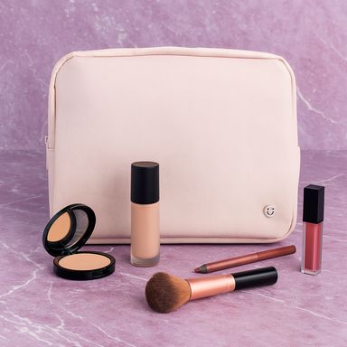 Cosmetiquera casual sintética beige 20x6x16 cm -  Miniso