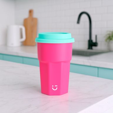 Tomatodo con tapa cerámica rosa 360 ml -  Miniso