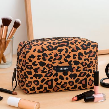 Cosmetiquera estampado animal print sintética café 17x13x7 cm -  Miniso