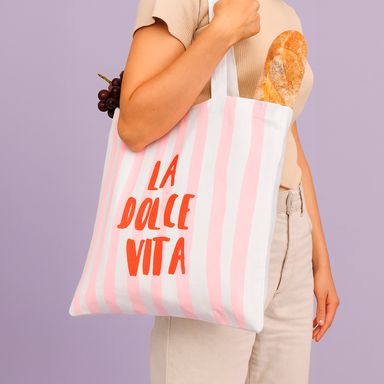 Bolsa de compras textil blanca 34x38 cm la dolce vitta -  Miniso