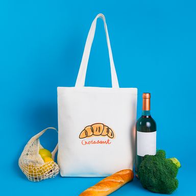 Bolsa de compras con estampado textil blanca 34x38 cm -  Miniso