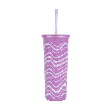 Vaso con tapa y sorbete sweet funk acero inoxidable lila 800 ml -  Miniso