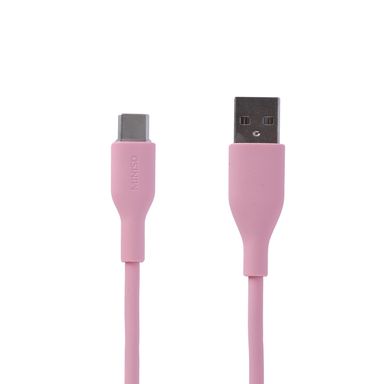 Cable de carga y datos usb a tipo c sintético rosa 1 m 15w -  Miniso