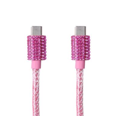 Cable de carga y datos tipo c nailon reforzado rosa 1 m 60 w diamond like -  Miniso