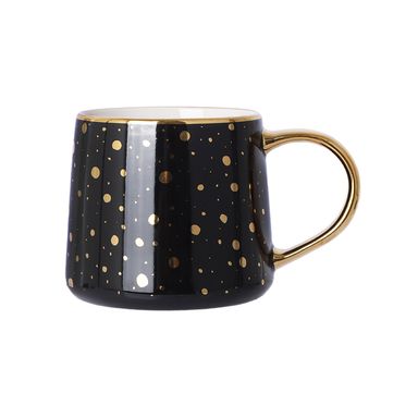 Taza estampado de lunares cerámica negra 340 ml -  Miniso