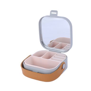 Joyero con asa portátil sintético gris 10x10 cm -  Miniso