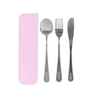 Kit de cubiertos con estuche acero inoxidable rosa 3 piezas -  Miniso
