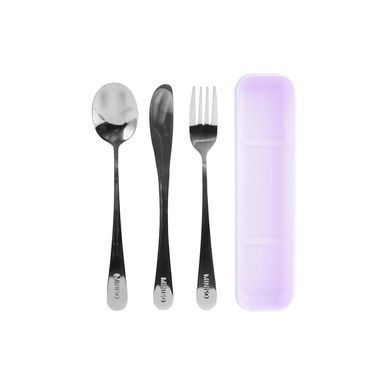 Kit de cubiertos con estuche acero inoxidable morado 3 piezas -  Miniso