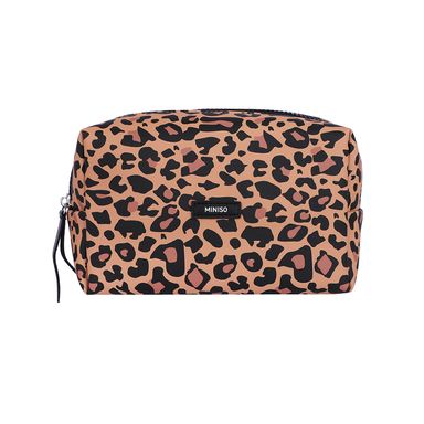 Cosmetiquera estampado animal print sintética café 17x13x7 cm -  Miniso