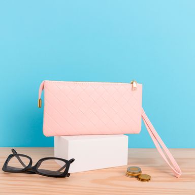 Bolso multiuso con asa de mano cuadriculada rosa claro -  Miniso