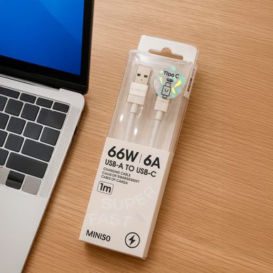 Cable de carga rápida tipo c life is for fun blanco -  Miniso