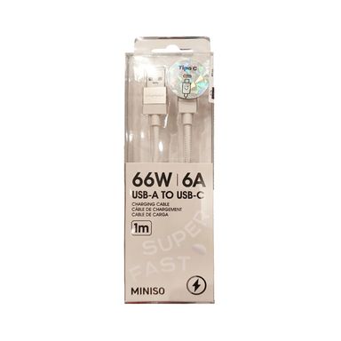 Cable de carga rápida tipo c life is for fun blanco -  Miniso