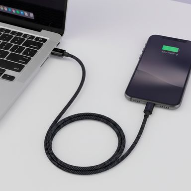 Cable de carga usb a lightning trenzado negro miniso -  Miniso