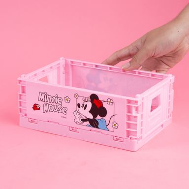 Cesta de almacenamiento plegable plástico rosa minnie mouse disney -  Disney
