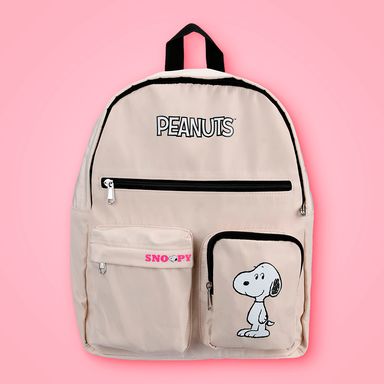 Mochila textil beige 36x29x12 cm snoopy -  Snoopy