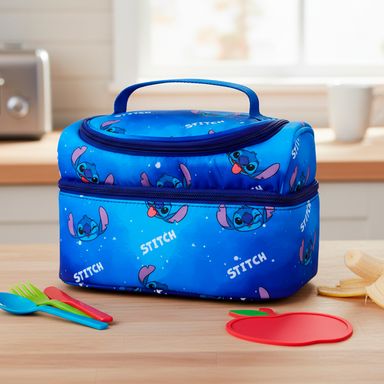 Lonchera textil azul 25x16x15 cm stitch disney -  Disney