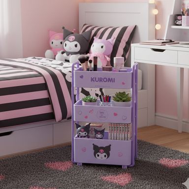 Mini organizador de escritorio tipo carrito sintético morado 4x11x7.5 cm kuromi sanrio -  Sanrio