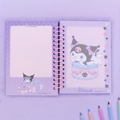 Libreta de espiral pasta dura morada 14.5x20.5 cm rayas 80 hojas kuromi sanrio -  Sanrio