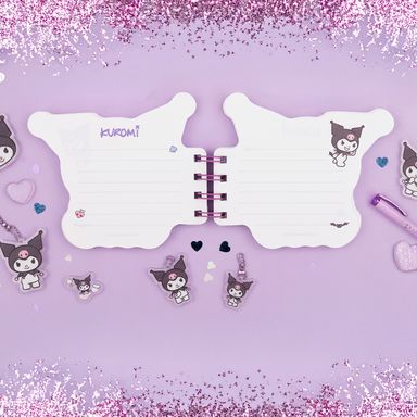 Libreta de espiral pasta con relieve morada 12.4x10.8 cm rayas 80 hojas kuromi sanrio -  Sanrio