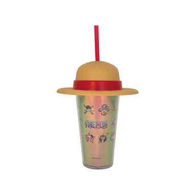 Vaso con tapa y sorbete plástico tornasol luffy one piece -  One Piece