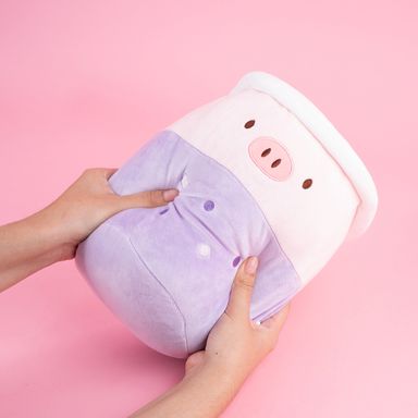 Peluche malteada de uva felpa lila 21x25 cm cerdita gigi -  Mini Family