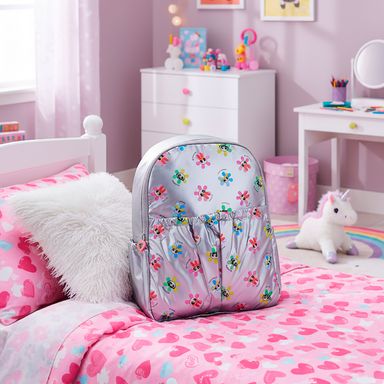 Mochila casual diseño metalizado sintética plateada 28x39 cm las chicas superpoderosas -  Las Chicas Superpoderosas