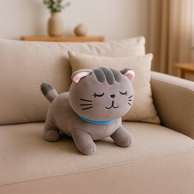 Peluche felpa gris 24x37 cm gato -  Miniso