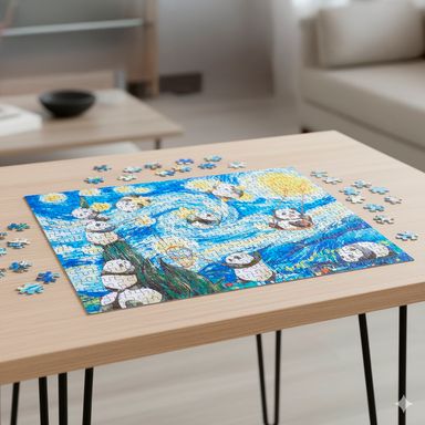 Rompecabezas noche estrellada panda 500 piezas -  Miniso