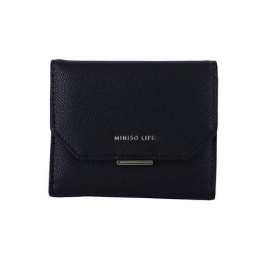 Cartera para mujer minimalista sintética negra 12x10x2 cm -  Miniso