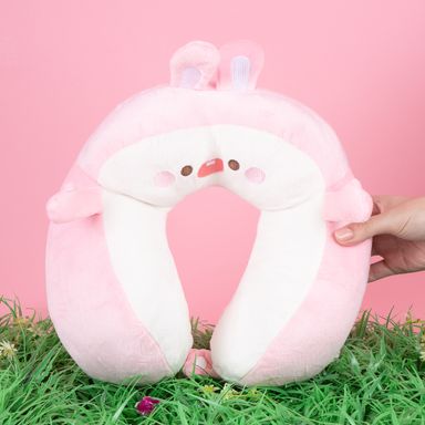 Almohada de viaje textil rosa 29x29 cm conejita -  Miniso