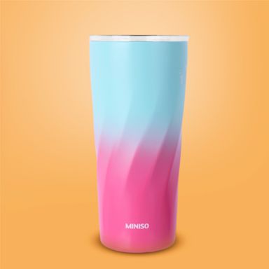 Vaso térmico acero inoxidable azul & rosa 600 ml -  Miniso
