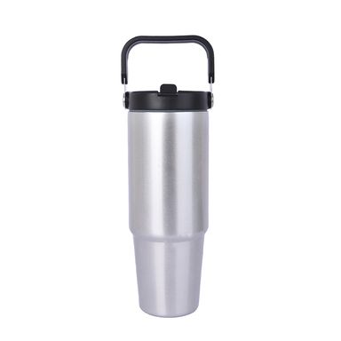 Termo con tapa enroscable acero inoxidable plateado 880 ml -  Miniso