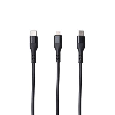Cable de carga rápida life is for fun sintético negro 1 m 15 w multiconector -  Miniso
