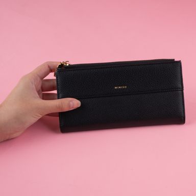 Cartera larga para mujer sintética negra 19x9 cm -  Miniso