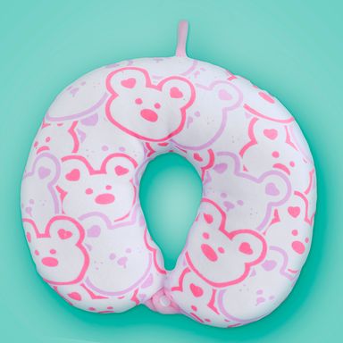 Almohada de viaje textil blanca 28x28 cm ositos -  Miniso