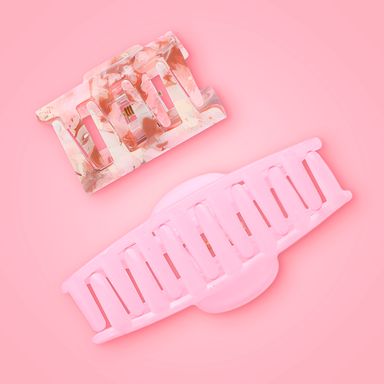 Set pinzas para cabello sintéticas rosas 3 piezas -  Miniso