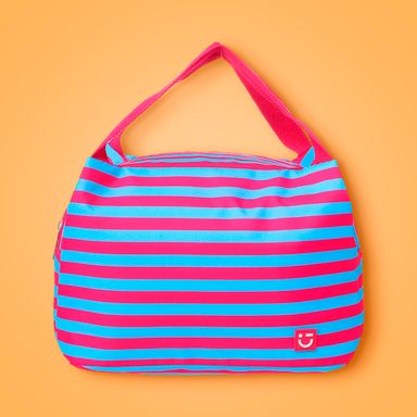Lonchera estampado de rayas 100% poliéster rosa 28x20 cm - Miniso