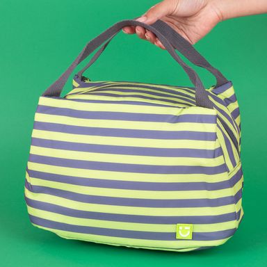Lonchera estampado de rayas textil gris 28x20x20 cm miniso -  Miniso