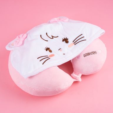 Almohada de viaje mikko textil rosa 31x31 cm memory foam gatita mousse -  Mikko