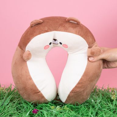 Almohada de viaje textil café 29x29 cm osito -  Miniso