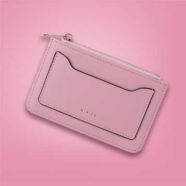Monedero minimalista sintético rosa 13x9x1 cm -  Miniso