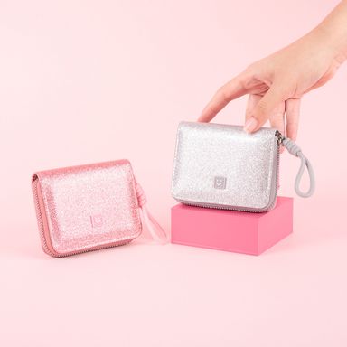 Cartera para mujer moon & stars sintética plateada 11x8 cm -  Miniso