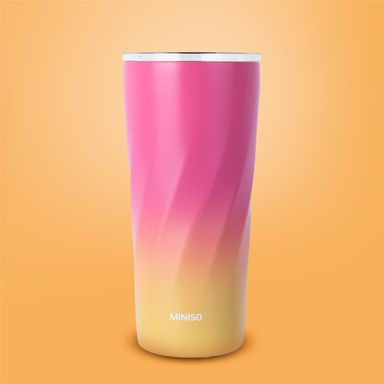 Vaso térmico acero inoxidable rosa & amarillo 600 ml -  Miniso