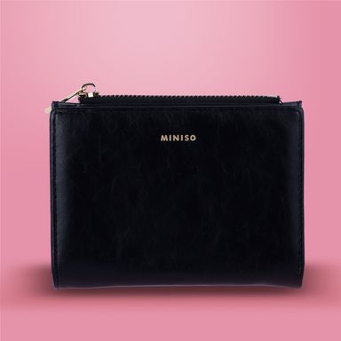 Cartera para mujer minimalista sintética negra 12x9x2 cm -  Miniso