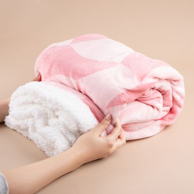 Manta minimalista 100% poliéster rosa 127x152 cm -  Miniso