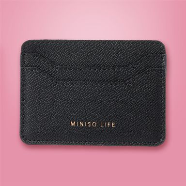 Tarjetero tipo piel sintético negro 10x8 cm -  Miniso
