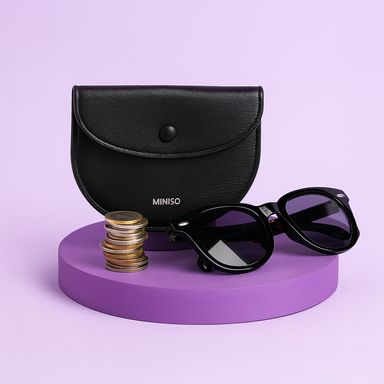 Monedero sintético negro 12x1x10 cm -  Miniso