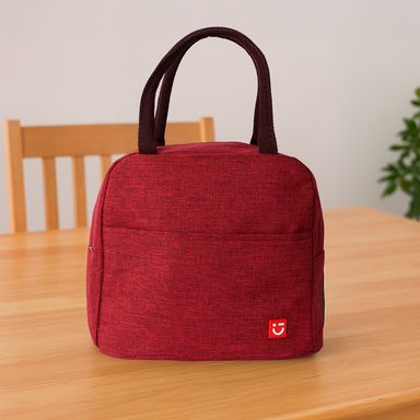 Lonchera jaspeada 100% poliéster roja 26x23x15 cm -  Miniso